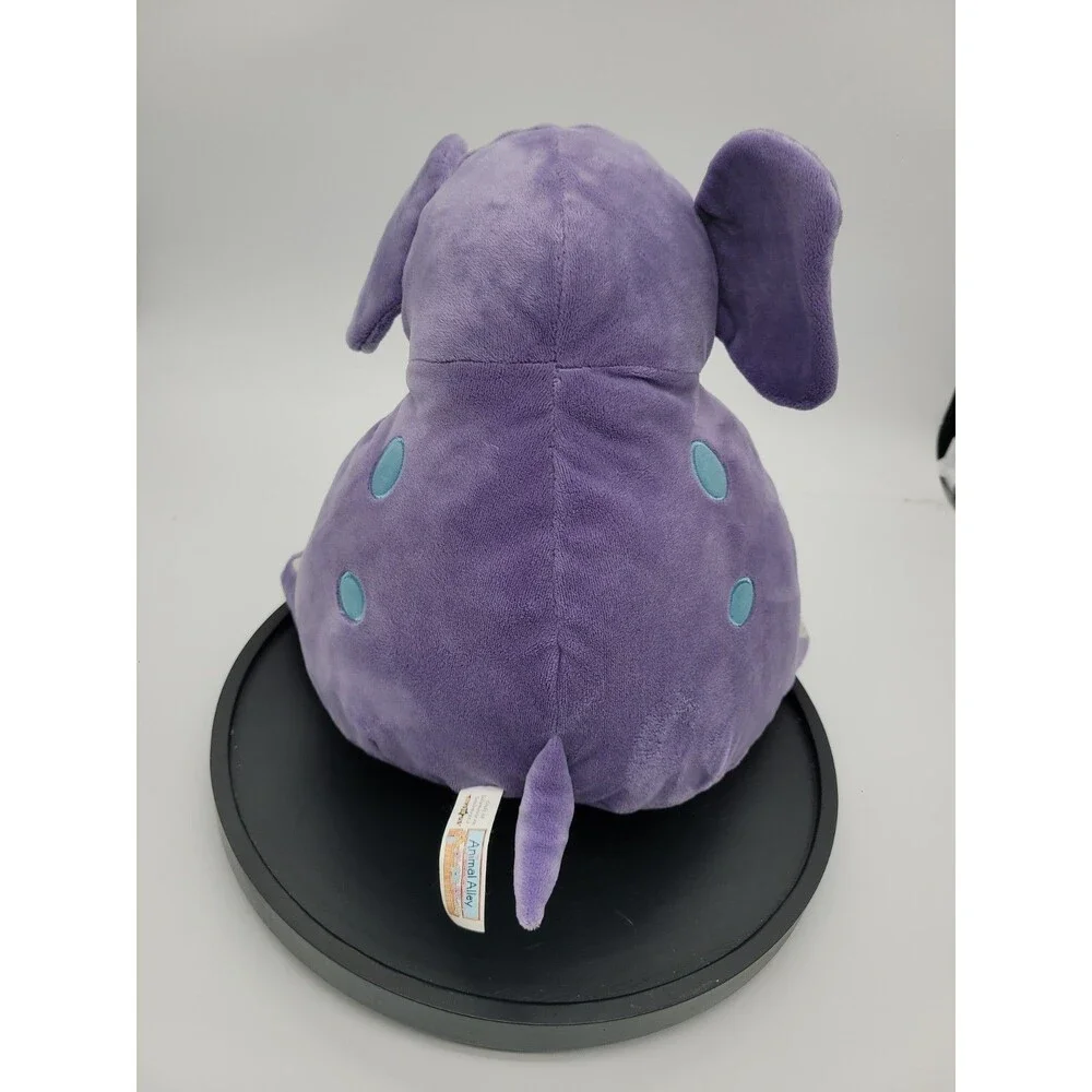 Animal Alley Toys R Us Plush Fat  Purple Elephant Round Pillow Blue Spots 12